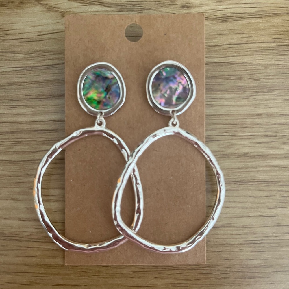 Lucky Brand silver / mother of pearl earrings NEW
